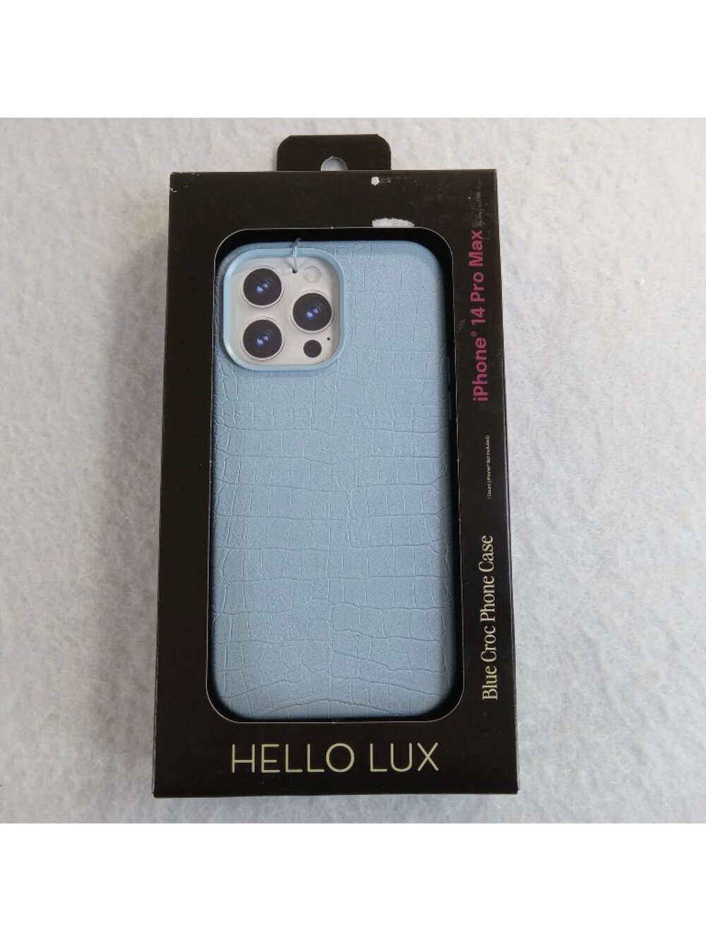 HELLO LUX Blue Crocodile Faux Leather Case for iPhone 14 Pro Max Drop Protection